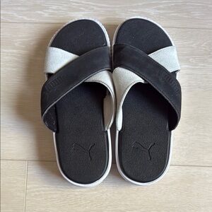 3/$10 Puma Cross Strap Slides Black Gray